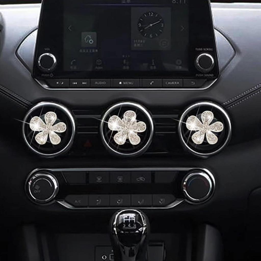 Rhinestone Car Vent Clip - Car Air Conditioning Vent Clip, Rhinestone Flower, Elegant Fashion