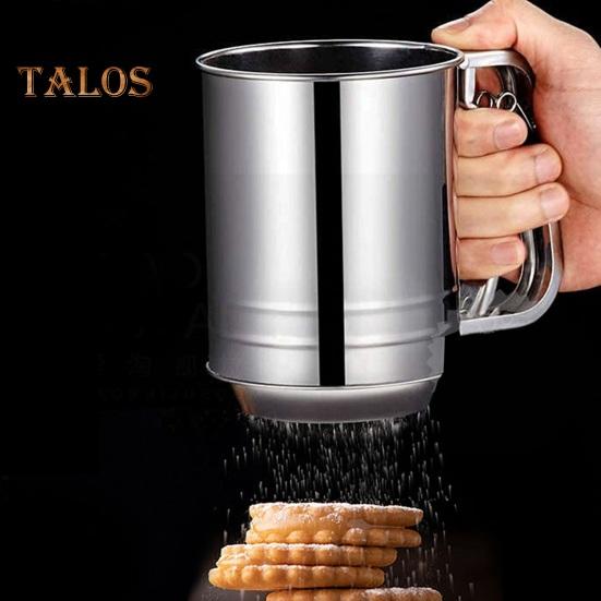 Сито для муки. Просеиватель для муки из нержавеющей стали. Ручной просеиватель для муки. Двухслойный сахарный шейкер с ручным прессом.