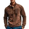Men's Solid Color Corduroy Lapel Jacket Men's Retro Multi-Pocket Work Jacket
