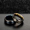 Titanium Steel Brushed Dual Tone Ring Matte Black Mens Ring