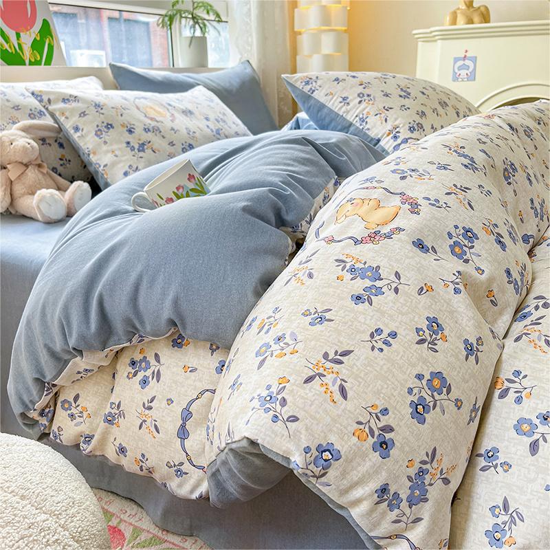 Утолщенный комплект из четырех предметов, пододеяльник, простыня, комплект из трех предметов для односпальной кровати в общежитии