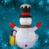 Надувной Рождественский Снеговик Сидящий 7 футов Водонепроницаемый Декор с Ночным Освещением и 2 Пингвинами Встроенные Вращающиеся RGB Светодиодные Огни