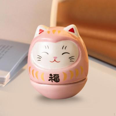 Керамическая статуэтка кошки удачи, неваляшка, 3,5x3,5x4 см, аксессуары для домашнего офиса, декор, декоративные