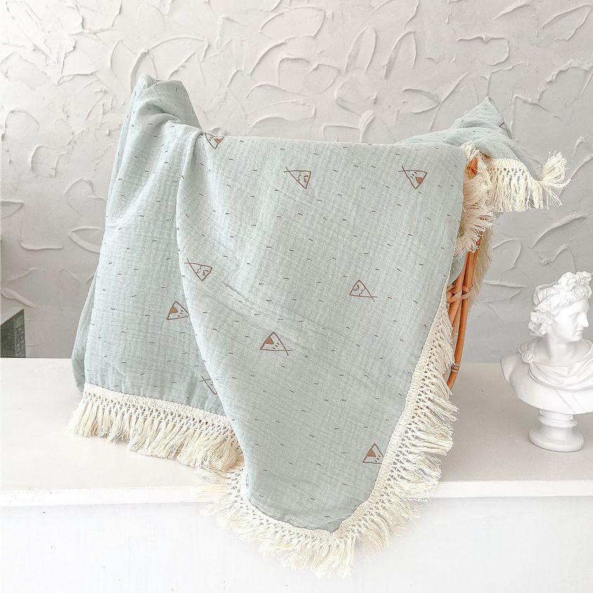 Муслиновые детские одеяла с кисточками, хлопковая пеленка для новорожденных, одеяло для получения подарка для новорожденных, постельное белье для детской коляски 100*120 см
