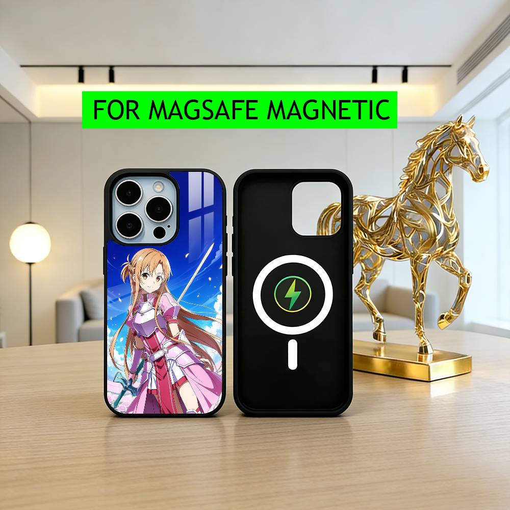 Чехол для телефона Sword Art Online A-Asuna Y-Yuuki-es Для iPhone17,16,15,14,13,12,11 Plus,Pro Магнитный Для Magsafe Беспроводная зарядка