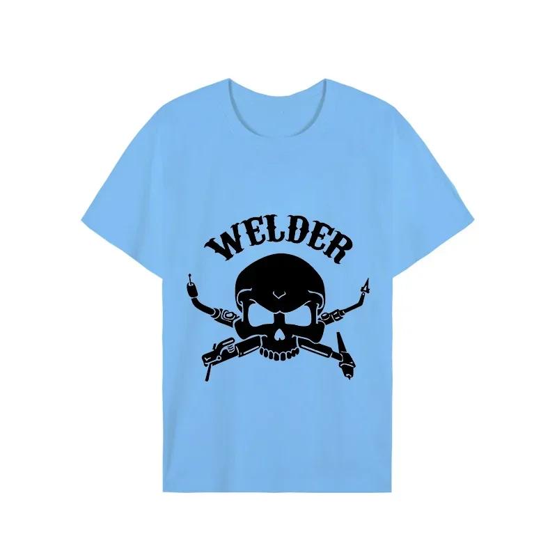 Мужская футболка Футболка с принтом черепа сварщика Футболки Одежда Черные футболки большого размера Футболки Механик Смешной дизайн Мужские футболки Топы