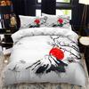 Japanese-Style Duvet Cover Set King Queen Full Size Ukiyo-e Theme Wave Pattern Polyester Bedding Set Fuji Mountain Exotic Style