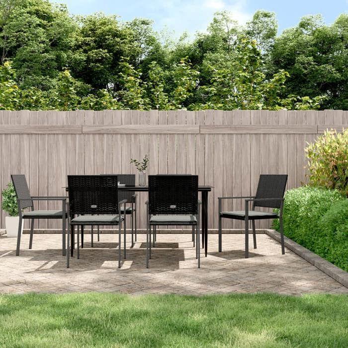 VidaXL 7-piece Garden Dining Set Cushions Wicker Steel, Dining Set, Outdoor Dining Set, 3187010