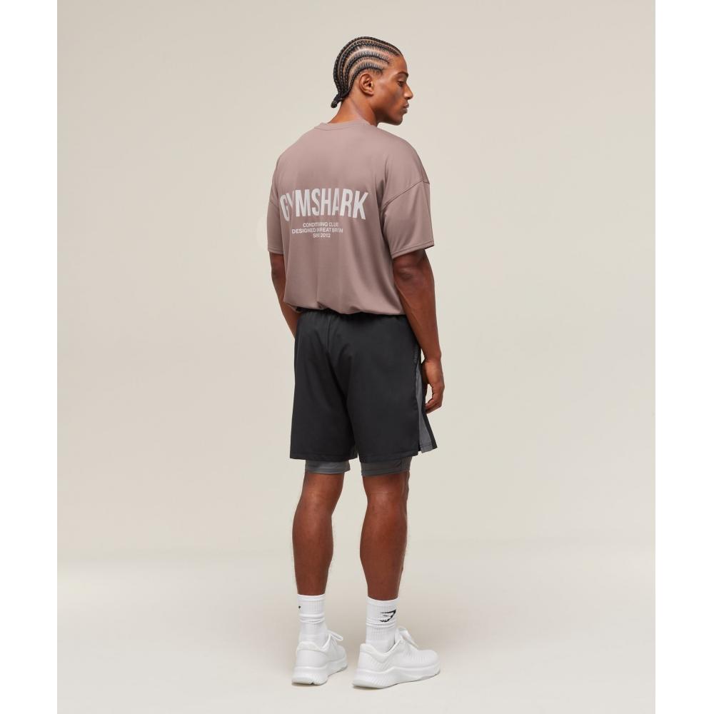 Gymshark Спортивные шорты 7 2 в 1, черные, темно-серые A2c4m Bb3k