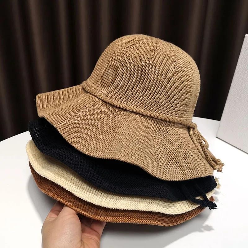 WTEMPO Women Summer Washable Foldable Hats Korean Style Solid Color Sun Protection Hats Vacation Beach Seaside Versatile Large Brimmed Cool Hats