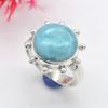Кольцо из стерлингового серебра 925 пробы с натуральным драгоценным камнем Ларимар ручной работы унисекс ювелирные изделия для рождественского подарка