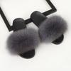 Furry Slippers for Women The Same Style In Summer Real Fox Fur Slippers Plus Size Female Sandals