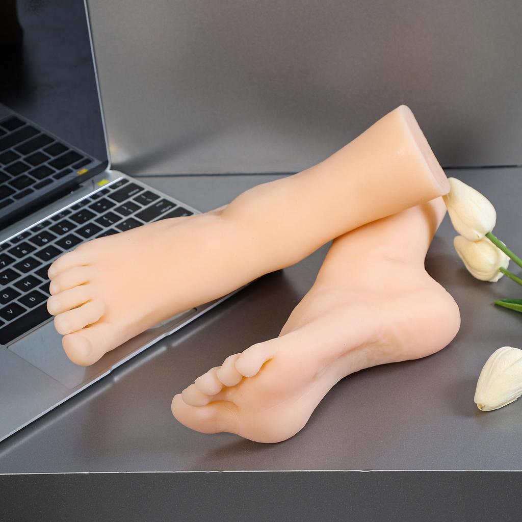 Silicone Mannequin Feet Fetish Female Foot Model Fake Nail Art Display Tassel Bone Ankle Dummy Human Medical 3604