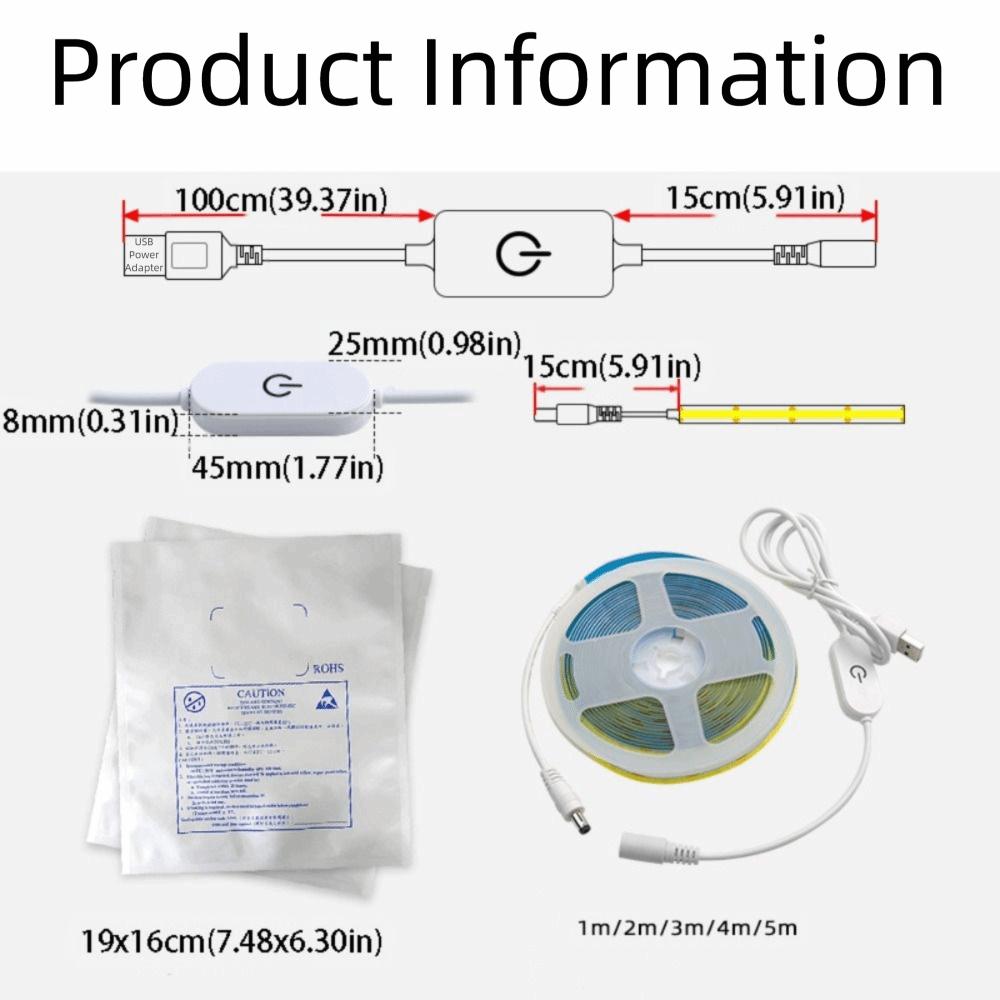 DC 5V LED Under Cabinet Light USB Powered Flexible Tape LED Strip Light 2835 LED Dimmable Control Smart Dimmer Room Decoration
