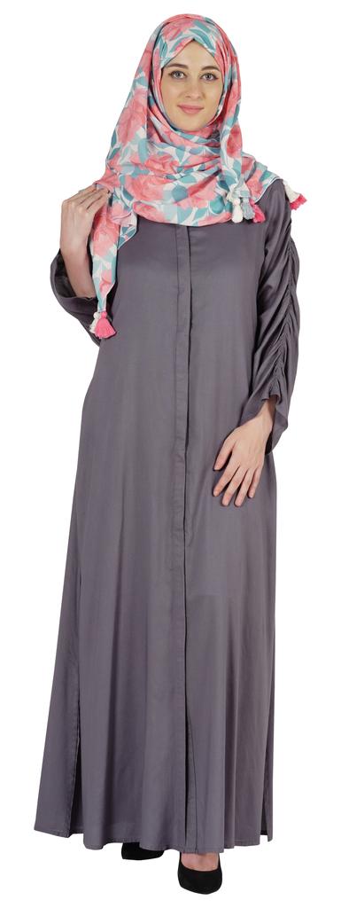 Bimba Islamic Clothes For Women Long Dress With Printed Hijab Scarf Rayon Abaya Maxi Front Button Muslim