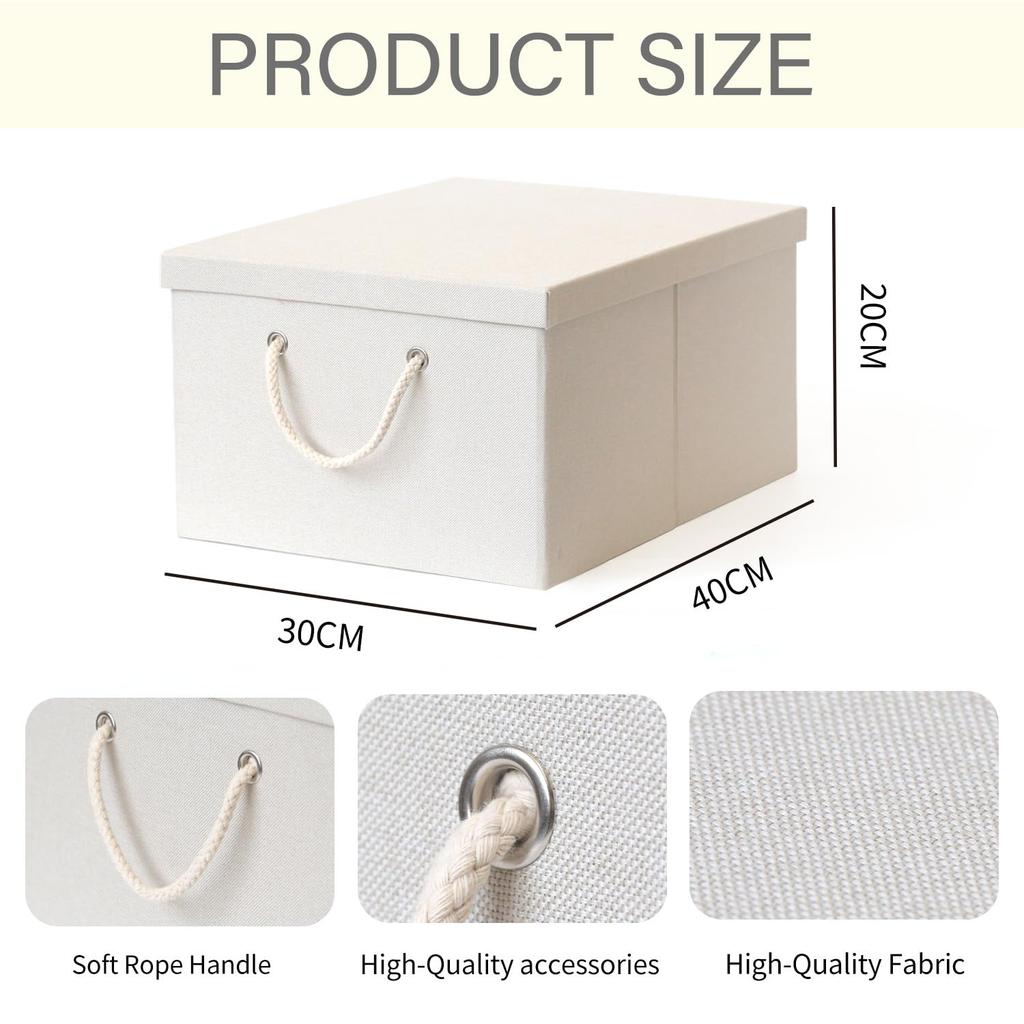 Fabric storage box with lid, large capacity, foldable, stackable, with handle, stylish design (36*50*22.5cm)