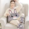 New 2024 Autumn Winter Warm Flannel Women Pijama Sets Thick Coral Velvet Long Sleeve Cute Sleepwear Set Thin Flannel Pajamas Set