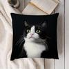 Cute Cat Pillowcase, High-Definition Black & White Kitty Design for Pet Lovers, Soft Cotton Cushion Cover with Adorable Style
