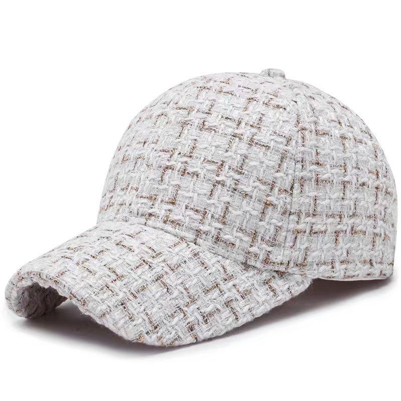Осенне-зимняя женская бейсболка Модная твидовая кепка-snapback с золотой нитью Женская регулируемая теплая уличная шляпа от солнца Элегантные папины кепки