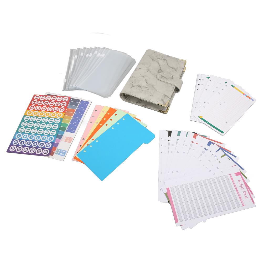 Бюджет с денежными конвертами из искусственной кожи с мраморным узором A6 для экономии денег на картах и счетах, серые