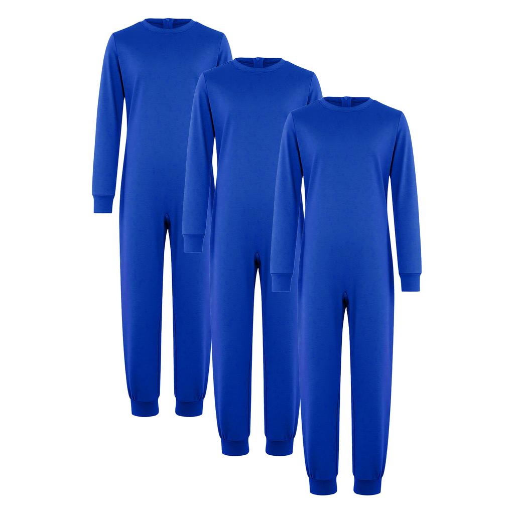 Unisex Kids Boys Girls Special Needs Adaptive Clothing 3pcs Set Long Sleeve Back Invisible Zipper Cotton Jumpsuit