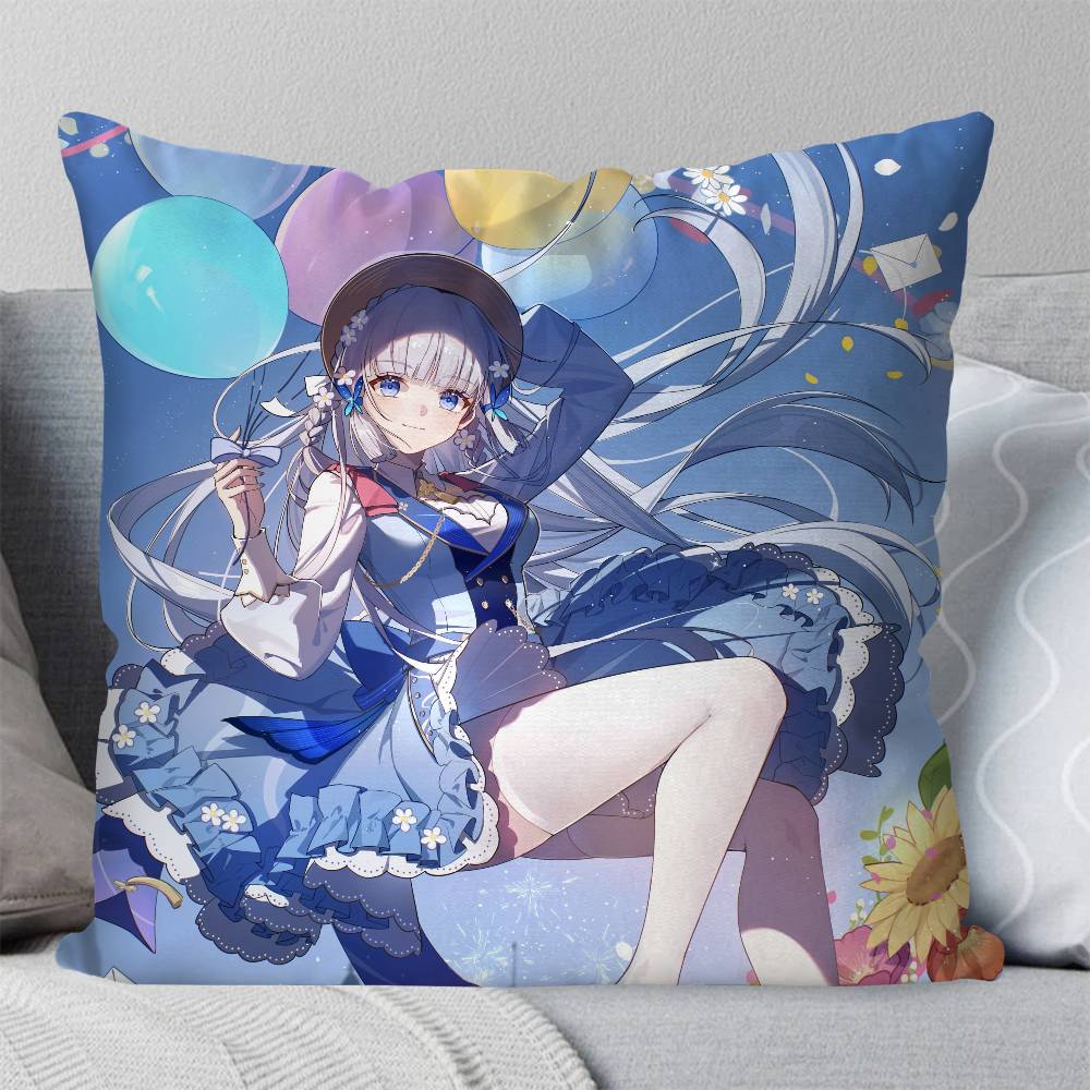 Kamisato Ayaka Anime Game Genshin Impact Pillow Case Fashion Square Pillowcase Bedroom Sofa Room Ins Decoration Leisure