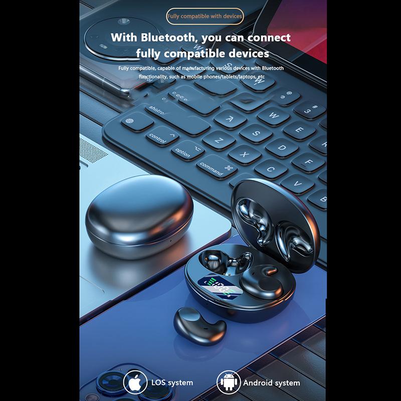 Invisible Sleep Wireless Earphone Bluetooth 5.3 Hidden Earbuds Lightweight Waterproof Noise Proof Touch Control Headphones