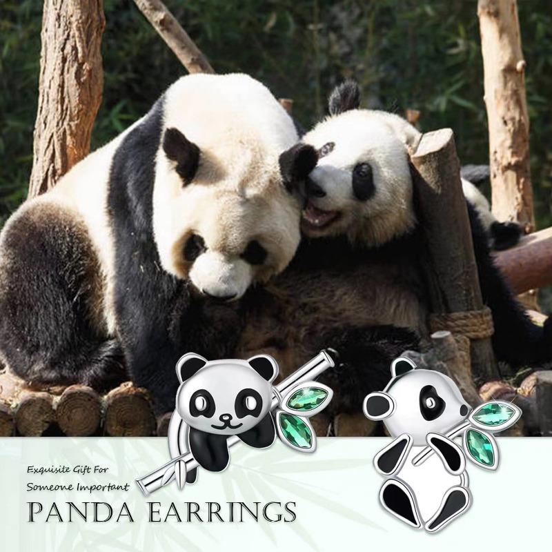 Серьги в виде панды с маленькой индивидуальностью. Свежие и модные детские серьги в стиле «Ниш». Серьги в холодном стиле.