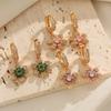 1 Pair Fashion Zirconia Flowers Dangle Earrings for Women Golden Earring Jewelry Wedding Party Accessories