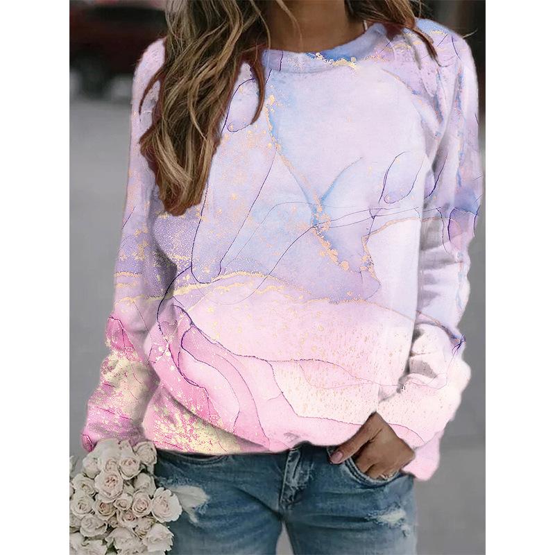Marbling 3D Print Hoodie Women Y2k Hoodies Streetwear Sweatshirts Oversized O-Neck Pullovers Harajuku Tops Femme Woman Clothing