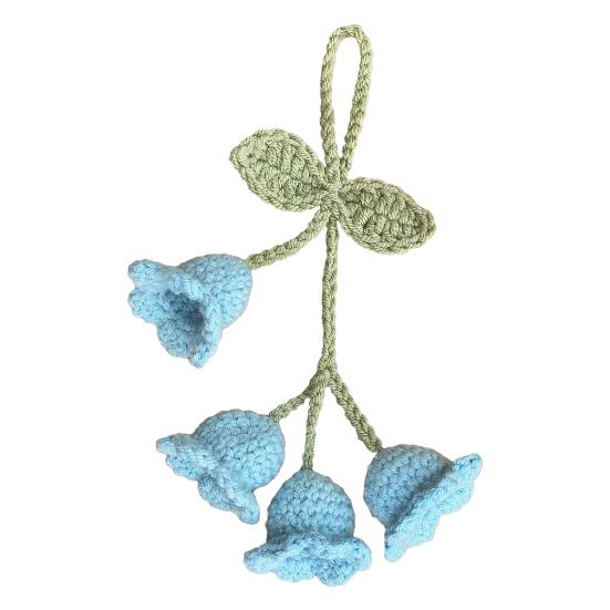 Брелок Подвеска Дизайн Цветка Тюльпана Ручная Вязка Пряжа Крючком Брелок Для Ключей Регулируемый Подвеска На Зеркало Заднего Вида Украшение для Автомобиля