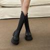 Модные массивные женские ботфорты до колена, модные ботильоны на молнии сзади, рыцарские длинные ботинки на квадратном высоком каблуке, осенне-зимняя обувь