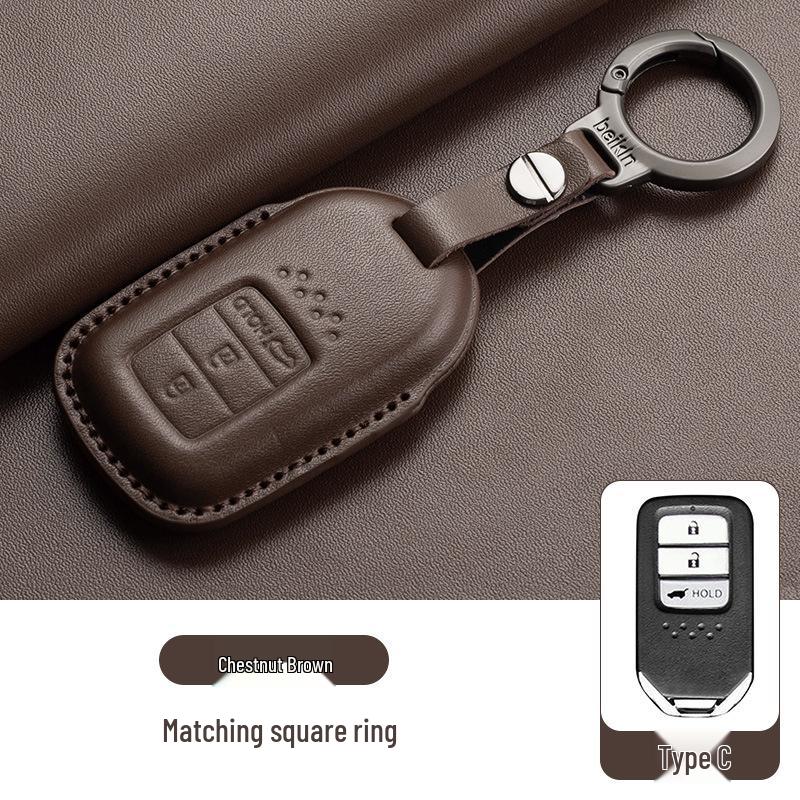 Stylish Key Cover for Eleventh Gen Civic, New CR-V, Accord, XR-V, Crown, HR-V, Xingge, and Haoying - Brown