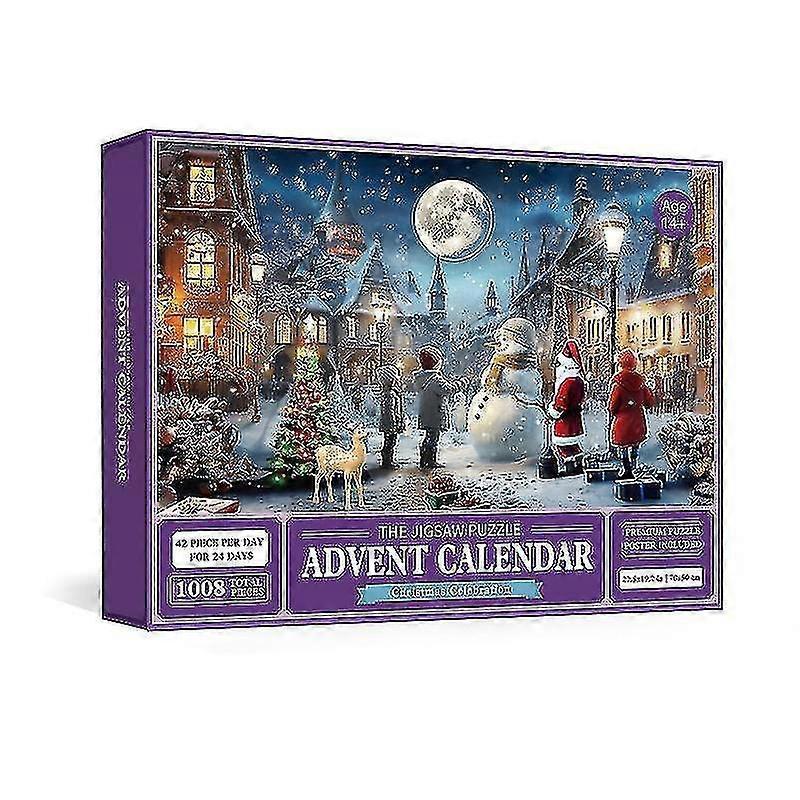 Advent Calendar 2024 Jigsaw Puzzle-santa Claus Prepares Gifts Christmas Family Holiday Puzzle 1008 Pcs Jigsaw Puzzle, 24 Boxes Puzzles For Countdown T