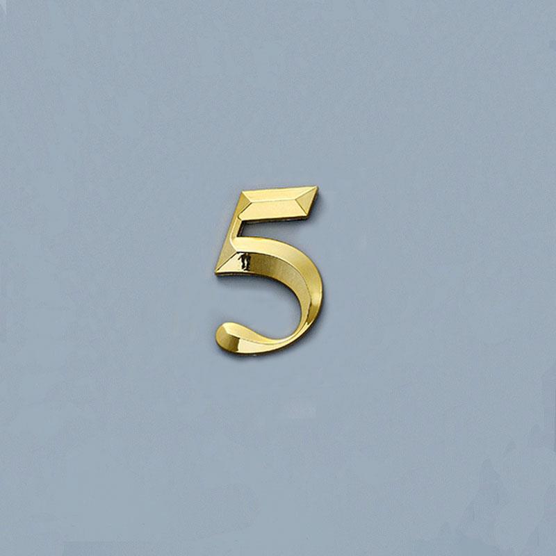 House Number Stickers 3D Self Adhesive Door Plate Sign Digits Apartment Hotel Office Door Address ABS Plastic Label 5cm Silver
