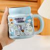 Cute Mug with Lid Spoon High Value Ceramic Water Cup Color Box for Girls Cartoon Office Couple Cup for Home Use