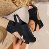Women's Large Size Slope Heel Sandals Shoes Summer Casual Buckle Design Thick Sole Beach Sandals 35-44