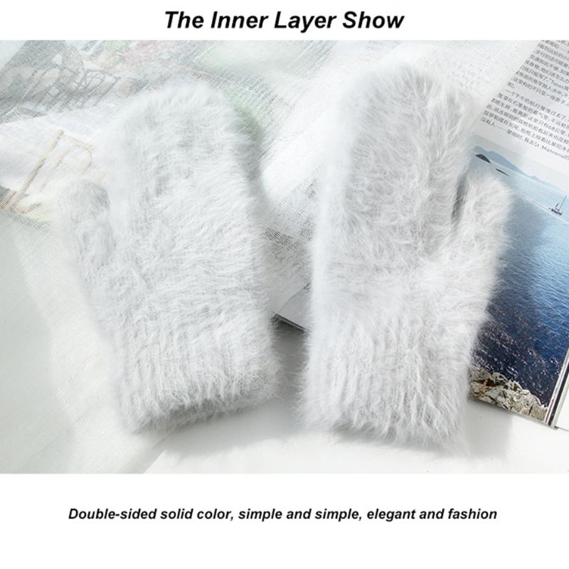 1 Pair Cute Rabbit Wool Gloves Female Winter Mittens Full Finger Gloves Winter Warm Supplies