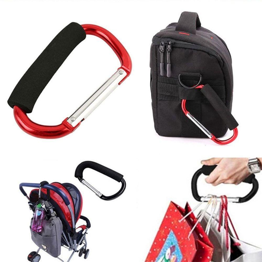 2Pcs D-Ring Baby Stroller Hook Sponge Handle Carriage Hanger Pram Lifting Button for Outdoor