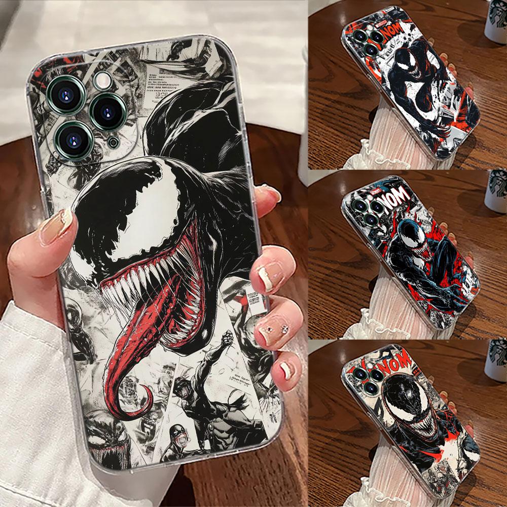 Прозрачный чехол для телефона Marvel Venom Comics для iPhone 17 Pro Max 17E 11 12 13 14 15 16 Pro Max Plus 17 Air 16E 7 XS Мягкая крышка