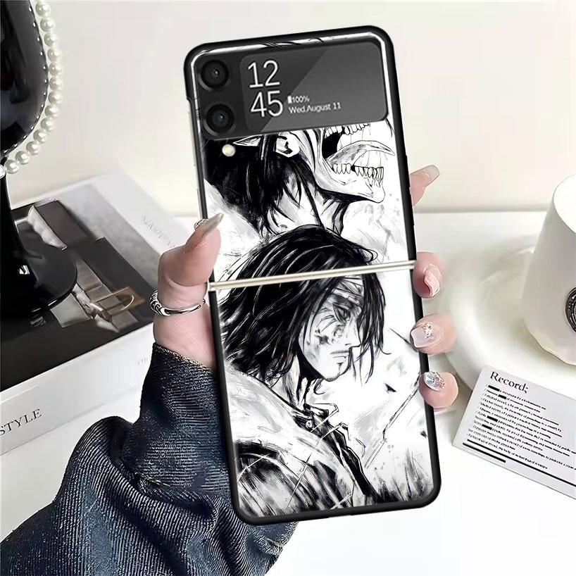 A-Атака на Титанов Эрен Йегер Чехлы Для Samsung Galaxy Z Flip 4 5 6 7 3 Z Flip7 Flip6 Flip4 Flip5 Flip3 5G Жесткий Ударопрочный Забавный