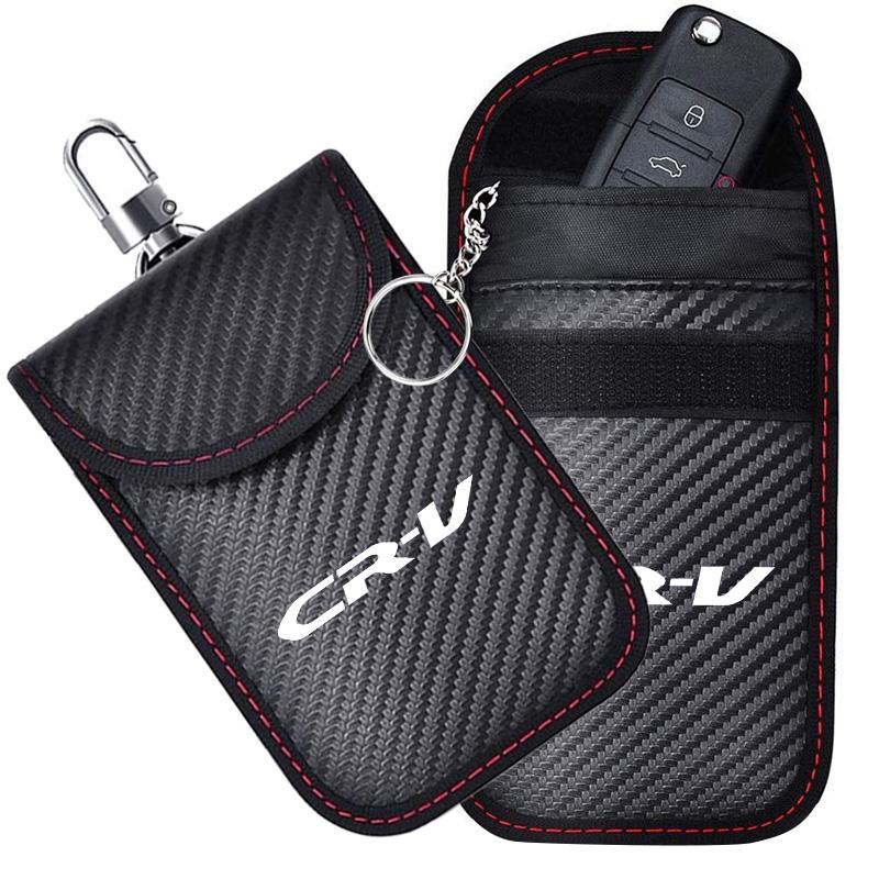ARD1 Carbon Fiber Car Key Case Signal Blocker Bag RFID Shielding Pockets For Honda Civic Accord CR-V Fit Jazz Odyssey Vezel Pilot HRV