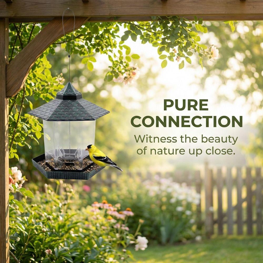 Plastic Bird Feeding Station Tower Shape Bird Feeding Tray Food Container  Outdoor Use