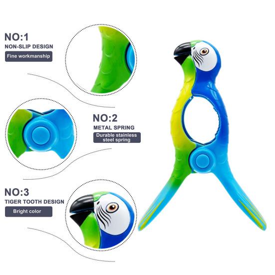 2 шт. Зажимы для одежды Большое зажимное усилие Многоразовые большие челюсти Мультяшная форма Маленькая фиксация зубов Полотенце Утолщенные домашние зажимы для проветривания носков Пляжный аксессуар