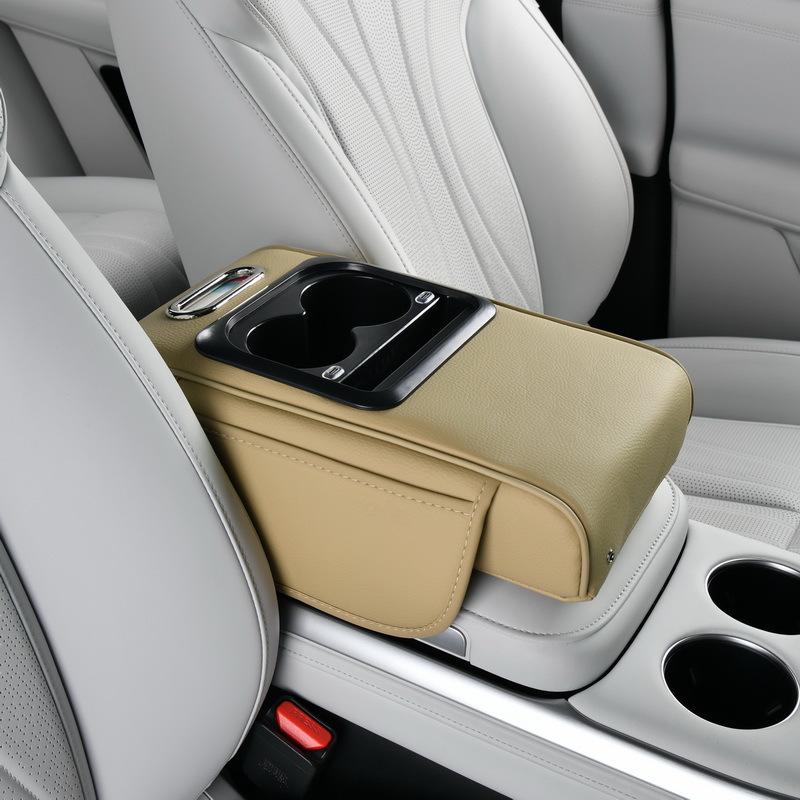 Car Tissue Box Center Armrest Box Storage With Water Cup Holder Usb Portcar Armrest Box Booster Pad With Usb Port Multi-Function