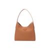 Longchamp Le Roseau 27 Solid Color Zipper Hidden Pocket Bamboo Buckle Leather Big Bag Tote Shoulder Bag Medium Women bags Yellow-Brown 10153HPN016