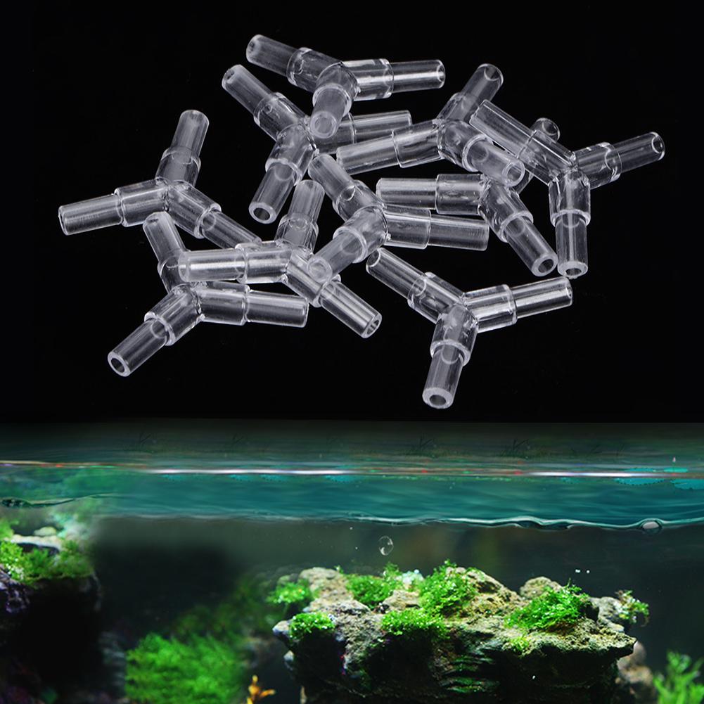 20PCS Transparent Acrylic 3 Way Fish Tank Line Tubing Joint Aquarium Y Shape Air Pump Soft Pipe Tee Connector