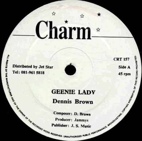 12-дюймовая пластинка DENNIS BROWN / JUNIOR CAT - Geenie Lady / Life Hard CRT157 Charm UK Регги, Ска и Даб Б/У