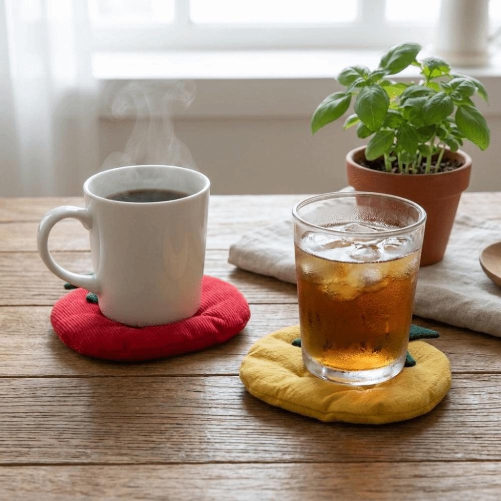Anti-Scalding Tomato Shaped Coaster Non-Slip Tea Cup Mat Creative Fabric Coaster Kitchen