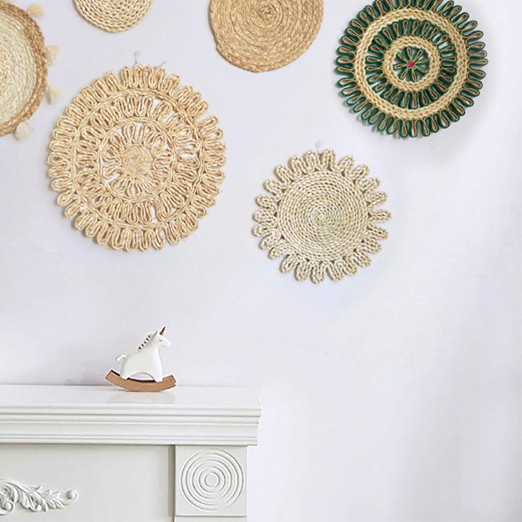 Винтажные настенные украшения из травы Красивые плетеные настенные украшения Ручной работы Круглые подвески-орнаменты из плетеной травы